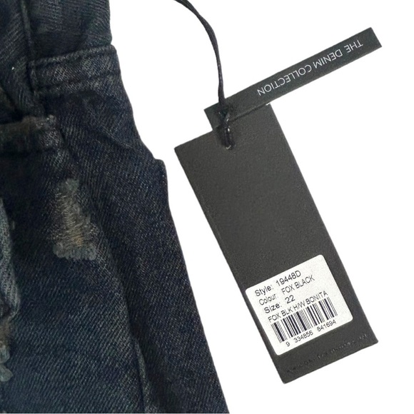 ONE Teaspoon Fox Black High Waist Bonita Distressed Denim Shorts Size 22 New - Picture 8 of 11